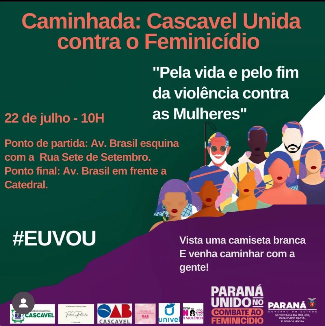 OAB Cascavel participa da caminhada “Cascavel Unida contra o Feminicídio”